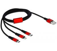 DeLOCK Câble USB de chargement 3-en-1 Lightning / Micro-USB / USB Type-C 1 m
