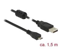 Delock Câble USB USB 2.0 USB-A mâle, USB-Micro-B mâle 1.50 m noir avec noyau en