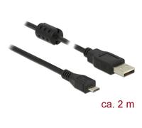 Delock Câble USB USB 2.0 USB-A mâle, USB-Micro-B mâle 2.00 m noir avec noyau en