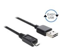 DeLock Câble USB A vers Micro-B 83369 – USB 2.0 5 m, 480 Mbit/s, contacts dorés, noir, certifié UL
