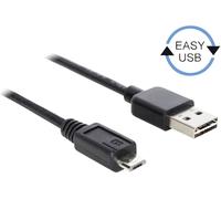 Delock Câble USB USB 2.0 USB-A mâle, USB-Micro-B mâle 5.00 m noir connecteur utilisable des deux cotés, contacts dorés, certifié UL 83369