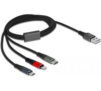 Delock Câble USB USB 2.0 USB-A mâle, USB-Micro-B mâle, Connecteur Lightning , USB-C® 1.00 m vert 87277