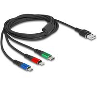 Delock Câble USB USB 2.0 USB-A mâle, USB-Micro-B mâle, Connecteur Lightning , USB-C® 2.00 m noir 90156