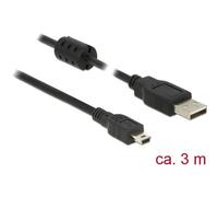 Delock Câble USB USB 2.0 USB-A mâle, USB-Mini-B mâle 2.00 m noir avec noyau en