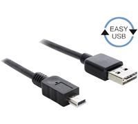 Delock Câble USB USB 2.0 USB-A mâle, USB-Mini-B mâle 3.00 m noir connecteur utilisable des deux cotés, contacts dorés, certifié UL 83364