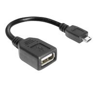 Delock Câble USB USB 2.0 USB-Micro-B mâle, USB-A femelle 0.15 m noir avec