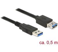 DeLock Câble USB 3.2 Gen1 85053 – USB-A mâle vers USB-A femelle 0.50 m noir contacts dorés