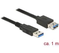 DeLock Câble USB 3.2 Gen1 USB-A mâle vers USB-A femelle 1,00 m noir contacts dorés 85054