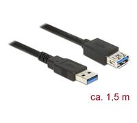 Delock Câble USB USB 3.2 Gen1 USB-A mâle, USB-A femelle 1.50 m noir contacts