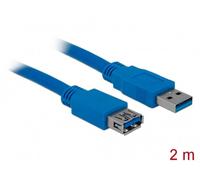 Delock Câble USB USB 3.2 Gen1 USB-A mâle, USB-A femelle 2.00 m bleu contacts dorés 82539