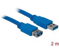 Delock Câble USB USB 3.2 Gen1 USB-A mâle, USB-A femelle 2.00 m bleu contacts dorés 82539