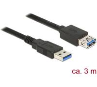 Delock Câble USB USB 3.2 Gen1 USB-A mâle, USB-A femelle 3.00 m noir contacts dorés 85057