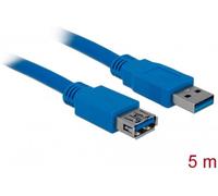 Delock Câble USB USB 3.2 Gen1 USB-A mâle, USB-A femelle 5.00 m bleu contacts dorés 82541