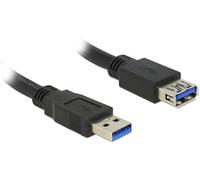 Delock Câble USB USB 3.2 Gen1 USB-A mâle, USB-A femelle 5.00 m noir contacts dorés 85058
