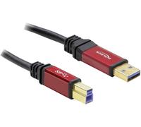 Delock Câble USB USB 3.2 Gen1 USB-A mâle, USB-B mâle 3.00 m rouge, noir contacts dorés, certifié UL 82758