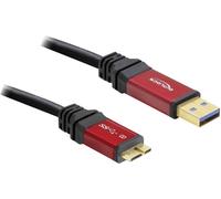 Delock Câble USB USB 3.2 Gen1 USB-A mâle, USB-Micro-B 3.0 mâle 3.00 m rouge, noir contacts dorés, certifié UL 82762