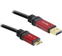 DeLock Câble USB 3.2 Gen1 A vers Micro-B 82762 – 3,00 m, contacts dorés, rouge/noir, certifié UL