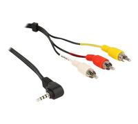 Delock - Câble vidéo/audio - vidéo / audio composite - phono RCA x 3 mâle pour mini jack 4 pôles mâle incliné - 1.5 m - noir