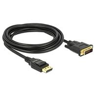 DeLock Câble adaptateur DisplayPort (M) vers DVI‑D (M) – 1.2a, liaison simple, 3 m noir