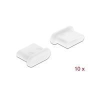 DeLOCK Capot de Protection USB Type-C Femelle Blanc, Lot de 10, Polyéthylène (PE), Dimensions 6.5x9.8x4mm, Réf. 64095