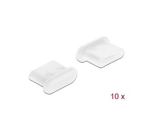 DeLOCK Capot de Protection USB Type-C Femelle Blanc, Lot de 10, Polyéthylène (PE), Dimensions 6.5x9.8x4mm, Réf. 64095