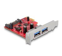 DeLOCK Carte PCI Express x1 vers 2 x externe USB 5 Gbps Type-A femelle - Facteur de forme à profil bas