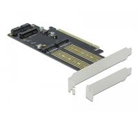 DeLOCK Carte PCI Express x16 à 1 M.2 clé B + 1 x NVMe M.2 clé M + 1 x mSATA - Facteur de forme à profil bas