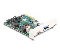 DeLOCK Carte PCI Express x4 vers 1 x externe USB 10 Gbps Type-C femelle + 1 x externe USB 10 Gbps Type-A femelle - Facteur de forme à profil bas