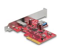 DeLOCK Carte PCI Express x4 vers 1 x externe USB 10 Gbps USB Type-C femelle + 1 x interne USB 10 Gbps Type-A femelle - Facteur de forme à profil bas