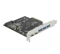 DELOCK 89064 - Carte PCIe x4 > 2 x USB 3.1 C, 3 x USB 3.1 A externes