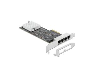 DeLOCK Carte PCI Express x4 vers 4 Ports 2.5 Gigabit Ethernet RJ-45, Realtek RTL8125B, IEEE 802.3ab/u/x/p/Q, compatible Windows