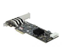 DeLOCK Carte PCI Express x4 vers 4 x externe SuperSpeed USB 5 Gbps (USB 3.2 Gen 1) USB Type-A femelle Quad Channel - Facteur de forme à profil bas
