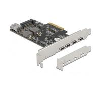 DeLOCK Carte PCI Express x4 vers 4 x USB Type-C + 1 x USB Type-A - SuperSpeed USB 10 Gbps - Facteur de forme à profil bas