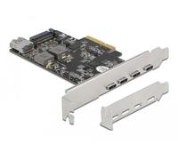 DeLOCK Carte PCI Express x4 vers 4 x USB Type-C + 1 x USB Type-A - SuperSpeed USB 10 Gbps - Facteur de forme à profil bas