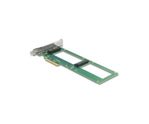 DeLOCK Carte PCIe 4.0 x8 vers 2x U.2 NVMe SFF-8639, Bifurcation PCIe, Support SSD 2.5", Compatible Windows, Linux, Refroidissement Passif, S.M.A.R.T., TRIM