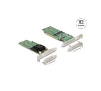 DeLOCK Carte PCIe x16 vers 4x NVMe M.2 Key M Interne - Facteur de forme Low Profile, Refroidissement Actif, 32 Gbit/s, Support Windows/Linux/Server 2019