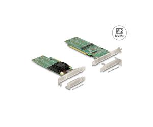 DeLOCK Carte PCIe x16 vers 4x NVMe M.2 Key M Interne - Facteur de forme Low Profile, Refroidissement Actif, 32 Gbit/s, Support Windows/Linux/Server 2019