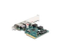 DeLOCK Carte PCIe x4 vers 2x USB 3.2 Gen 2 Type-A 10Gbps, Profil Bas, Chipset Asmedia ASM3142, avec SATA 15 broches interne et support Windows/Linux