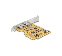 DeLOCK Carte PCIe x4 vers 2x USB-C 10Gbps (1x USB-C + DP Alt Mode) Femelle Externe, PCIe 3.0, Compatible Windows/Linux, Réf. 90161