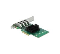 DeLOCK Carte PCIe x4 vers 4 Ports USB 3.2 Gen 1 Type-A, Profil Bas, 5Gbps, Chipset Renesas, Compatible Windows/Linux, Réglage d'alimentation 900mA/1.5A