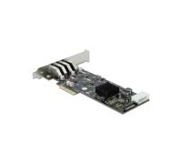 DeLOCK Carte PCIe x4 vers 4x USB 3.2 Gen 1 Type-A, Quad Channel, 5 Gbps, Profil Bas, 1x SATA Interne, Compatible Windows & Linux