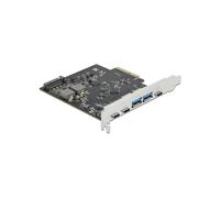 DeLOCK Carte PCIe x4 vers USB 3.2 Gen 2 : 3x USB Type-C + 2x USB Type-A, 10 Gbps, SATA 15 broches, Compatible Windows/Linux/Server 2016