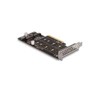 DeLOCK Carte PCIe x8 vers 2x NVMe M.2 Key M Interne, Bifurcation, Profil Bas, PCIe 4.0, Supports 2230/2242/2260/2280/22110, Windows/Linux/UEFI