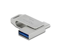 DeLOCK Clé USB 16GB USB 3.2 Gen 1 (USB-C + Type-A) Boîtier Métal Argent 117 Mo/s Lecture, Compatible Windows/macOS/Linux