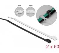 Delock Colliers de câblage - à tête plate - 37 cm - noir, transparent (pack de 100)