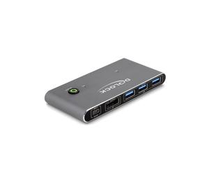 DeLOCK Commutateur KVM DisplayPort 8K 30Hz USB 5Gbps, 2 Ports PC vers 1 Écran, Hub USB 3.2 Gen 1 Type A 4 Ports, USB 3.2 Gen 2 Type C 2 Ports