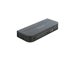 DeLOCK Commutateur KVM HDMI 4K 60Hz 2 Ports, USB 3.0/2.0, Audio, Sélection par Souris/Clavier/Bouton/Télécommande, Alimentation Secteur