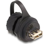 Delock Connecteur de câble USB 2.0 type B femelle vers USB 2.0 type A femelle à encastrer avec capuchon de fermeture à baïonnette IP68 étanche à la poussière et à l'eau noir (88010)