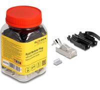 Delock Connecteur modulaire RJ45 avec décharge de traction Cat.6A et manchon anti-pli robuste Lot de 25 (66990)