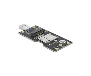 DeLOCK Convertisseur USB 3.0 Type-A vers M.2 Key B, Logement SIM Intégré, Support Modules 2242/2252/3042/3052, Dimensions 38x93x6mm, Alimentation USB